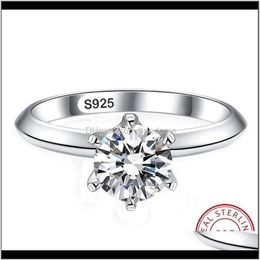 Band Jewellery Drop Delivery 2021 White Solitaire Ring 925 Sterling Sier Diamond Engagement Wedding Rings For Women Uvtrb184g