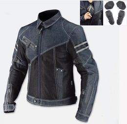 Men's Jackets JK-006 summer leisure denim mesh coat racing motorcycle riding jacket suit men heavy motorcycle Rider with Protection 230925