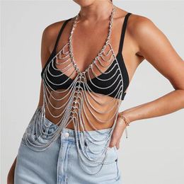 Women's Tanks Festival Glitter Rhinestone Sequin Crop Top Women Camis Sexy Hollow Out Backless V Neck Tassel Luxury Y2k Rave Party Tank Tops