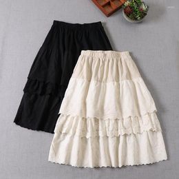 Skirts Japan Style Mori Girl Three-layer Embroidery Lace Skirt Spring Loose A-line Midi