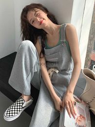 Women's Jumpsuits Rompers Xgoth Urban Hip Hop Sweat Overalls Women Simple Versatile Streetwear 2022SS Korean Suspender Trousers Girly Casual Slim Pants L230926