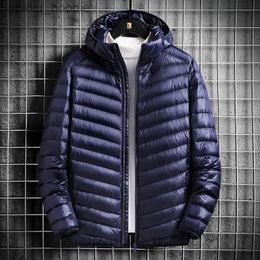 Men's Down Parkas High Quality Men's Korean Fashion Trend Business Casual Elegant Simple Elite Workwear Short Lightweight Hooded Down Jacket Top L230926