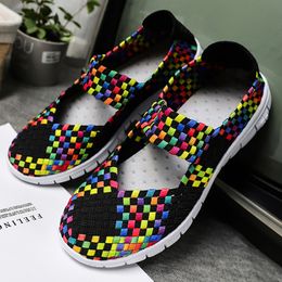 Dress Shoes Summer Women Shoes Lady hand made Flats Sneakers Breathable Lightweight Women Flat Shoes Manual Woven Shallow Women Casual Shoes 230925