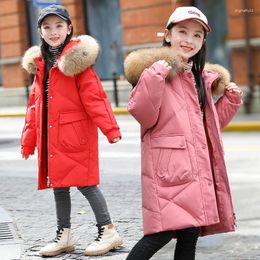 Down Coat 5-14Years Russian Winter Children's Thicken For Girls Kids Real Fur Hooded Parka Warm Jackets Baby Snow Suit XMP167