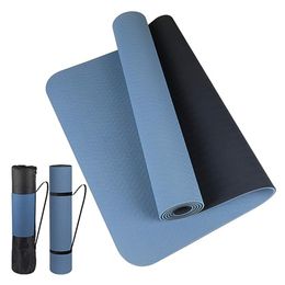 Yoga Mats Thick two-color non-slippery TPE yoga mat high quality movement for fitness in the home of the tasteless Pad180 * 57cm 230925