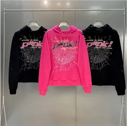 Sp5der Young Thug 555555 Uomo Donna Felpa con cappuccio Stampa in schiuma di alta qualità Ragnatela Grafica Rosa Felpe y2k Pullover Moda Allentato Maglione con cappuccio Top Abbigliamento