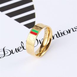Designer Rings For Women Red and green stripes Rings Gold Silver Rose Mens Luxury Jewellery Titanium Steel Gold-Plated Never Fade No2733