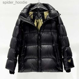 Men's Down Parkas 2023 Winter black gold hooded thick loose warm puff bread hooded short down jacket for men and women couples L230926