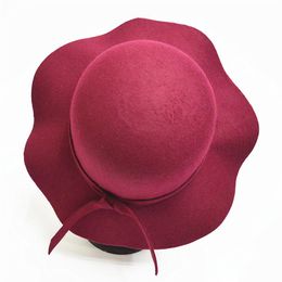 Autumn Winter Hats for Children Girls Soft Vintage Wool Felt Bowler Fedoras Solid Floppy Cloche Wide Brim Hats Caps for Kids278S