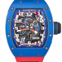 Mills WrIstwatches Richardmill Watches Automatic Mechanical Sports Watches RM030 Blue Ceramic Side Red Paris Limited Dial 427 50 Mm with Insurance Card HBNA