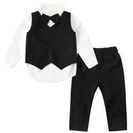 Clothing Sets Jurebecia Baby Boy Suit Toddler Formal Outfit Kids 3 Piece Vest Gentleman Clothes Long Sleeve Shirt And Pants Set 230925