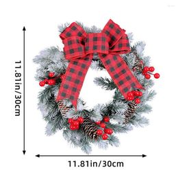 Decorative Flowers Christmas Wreath Door Hanging Artificial Garland Bow Pendant Xmas Front Ornament For Home Party Decor 2023 Year