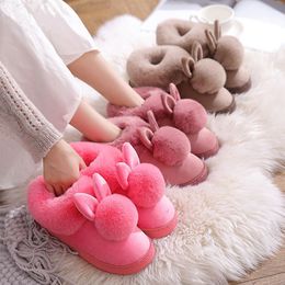 Slippers Winter Slippers Cute Rabbit Slippers Winter Home Shoes Women Cotton Fluffy Slippers Girls Cute Warm Plus Plush Shoes 230926