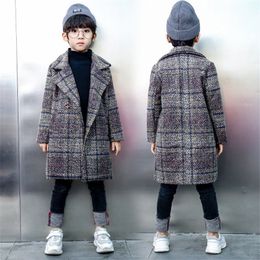 Coat Winter For boys Thick Woolen Jacket Fashion Plaid Kids Outerwear Autumn England Teenage Clothes boy School 230926