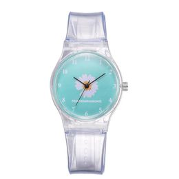 Small Daisy Jelly Watch Students Girls Cute Cartoon Chrysanthemum Silicone Watches Blue Dial Pin Buckle Wristwatches2430