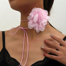 Choker Party Romantic Flower On The Neck Decoration Women's Neckalce Fancy Rose Elegant Lace Long Rope Chain Necklace Jewelry