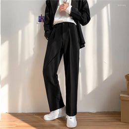 Men's Suits Straight Suit Pants Office Work Man Dress High Waisted Loose Fashion Trousers Wear Commuter Pantalones