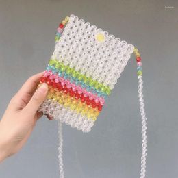 Evening Bags Summer Fresh Colourful Mobile Phone Crossbody For Woman Fashion Versatile Acrylic Handwoven Beaded Women's Bag Customization