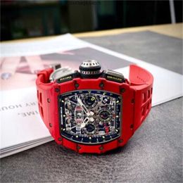 Mills WrIstwatches Richardmill Watches Automatic Mechanical Sports Watches Mens Watch RM1103 Red Devil Limited Edition Tourbillon Fully Hollow Manual Leisu HBW2