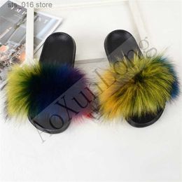women fake beach Slippers slide plush Fashionable slippers furry sandals faux fur slider beautiful girl fluffy shoes woman T230926 301 r