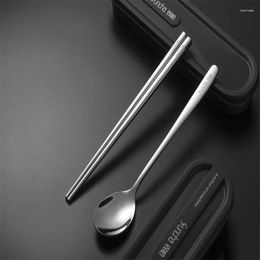 Chopsticks SUNCHA Portable Set One Person Spoon Dinnerware Storage Box Simple