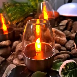 Candles 1Pcs Solar Flameless Candles Led Lights Candles Battery Powered IP65 waterproof Tealight Home Wedding Birthday Party Decoration 230926