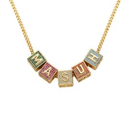 Charms Custom Personality Numbers Letters Name Cube Pendants Necklaces for Men Hip Hop CZ Stone Bling Iced Out Rapper Jewelry 230925