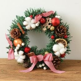 Decorative Flowers Christmas Wreath Red Fruit Pine Cone Tower Door Hanging Household Wall Shopping Mall Window Scene Decoration
