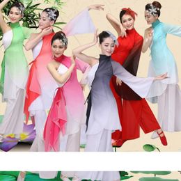 Stage Wear Red Traditional Chinese Dance Woman Man Costume For Folk Dancing National Clothing Women Fan Costumes