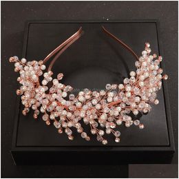 Hair Jewelry Luxury Elegant Pearl Bridal Crown Headpieces Crystal Accessories Handmade Women Headdress Tiaras Drop Delivery Hairjewel Dhdax