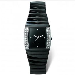 Venda nova moda relógios de cerâmica preta relógio de luxo para mulher relógios de movimento de quartzo relógio de pulso feminino rd26197g