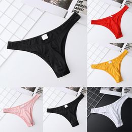 Underpants Men's Cotton Briefs T-Back Thong Underwear Low Rise Comfy Ultra-thin Bikini G-String Panties