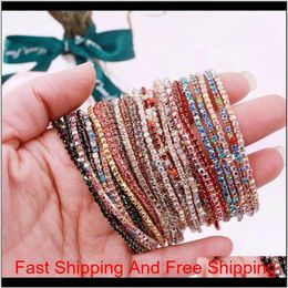 20Pcs Lot 7Inch Men'S Hip Hop Bracelet Tin Alloy Gold Silver Iced Rhinestone Crystal 1 Row Tennis Chain Bracelet Drop Shippin295c