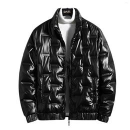 Men's Wool 2023 Winter Jacket Men Casual Warm 80% Duck Down Coat Male PU Leather Thicken Man's Windproof Fashion Black