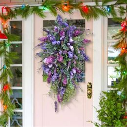 Decorative Flowers Spring Purple Wreath Hyacinth Hydrangea Colourful And Summer Home Valentines Day With Lights Legs For Crafts