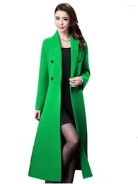 Women's Wool 2023 Winter Long Woollen Coat Women Fashion Elegant Double Breasted Femme Imitate Jacket Slim Overcoat Ladies Top G636
