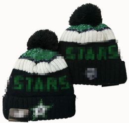 Stars Beanie Beanies North American Hockey Ball Team Side Patch Winter Wool Sport Knit Hat Skull Caps A0