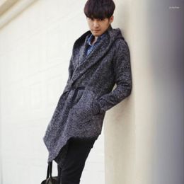 Men's Wool Cloak Gothic Coat Jacket Slim Hooded Long Windbreaker Autumn And Winter Woollen Korean Version