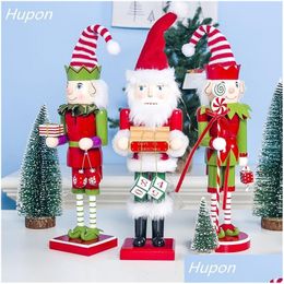 Christmas Decorations Merry Decor Kids Dolls 40Cm Wooden Nutcracker Soldier/Santa Claus/Snowman/ Doll Ornaments Figurines Gift Toy D Ot52E