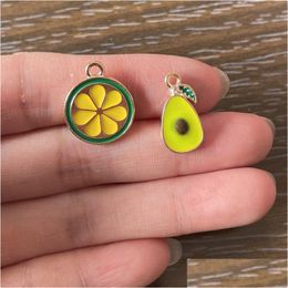 Charms 50Pcs Diy Jewellery Making Accessories Fruit Charm Gold Plated Lime Avocado Slice Pendant For Necklace Earrings Bracelet Drop Del Dhusw
