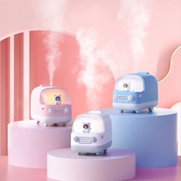 1pc Bear Bus Shape Humidifier, Aroma Diffuser Creative Mini Cute Cartoon Bedroom Night Light Home Smart Spray 1800mAh Air Humidifier