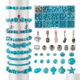 Acrylic Plastic Lucite Diy Jewelry Making Kit Synthetic Turquoise Beads Starfish Feather Tortoise Shape Alloy European Charms For Brac Dhzjd