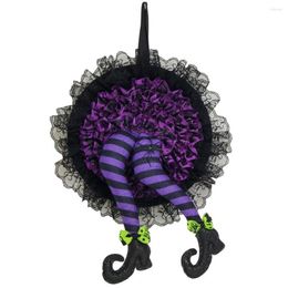 Decorative Flowers Festival Supplies Mesh Yarn Witch Leg Wreath Halloween Ornament For