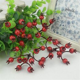 Party Decoration 10Pcs/90 Heads Mini Fake Pearl Pomegranate Fruit Small Berries Artificial Flowers Stamen Wedding Christmas Decorative