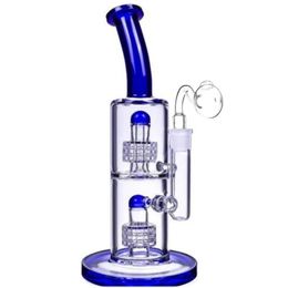 new Smoking Pipe Honeycomb Green Glass Bongs Water Pipes Ash Catcher with Dome Percolator Stainless Glass Water Pipes Recycler Oil Rigs