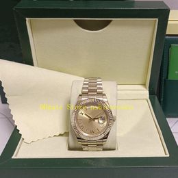 13 Style Real Po With Box Men Watches Automatic Men's Date 40mm Yellow Gold Champagne Roman Dial Bracelet Asia 2813 Moveme277K