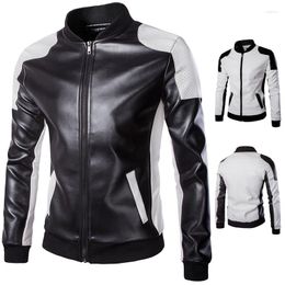 Men's Fur 2023 Seasons Stand-up Collar Leather Clothing Trend Black And White Colour Matching Plus Size Jacket