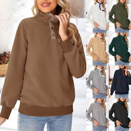 Women's Sweaters Ski Sweatshirt V Neck Solid Colour Lapel Half Open Top Fashion Patchwork Pullover Casual Long SSeeved Shirts For Ladies