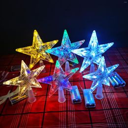 Christmas Decorations LED Transparent Five-pointed Star Tree Toppers Merry For Home Xmas Ornaments Navidad Props