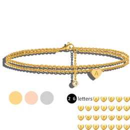Bangle 1 Love Letter Surname Bracelet Multi layered Chain Set with Zircon Stainless Steel Plated 18K Gold Girl 230926